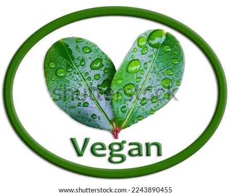 Vegan symbol using a photo of two leaves in the shape of a 'V'