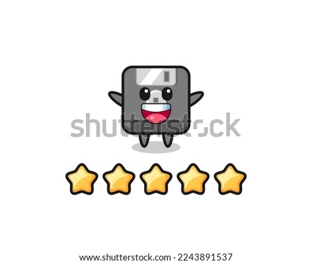 the illustration of customer best rating, floppy disk cute character with 5 stars , cute style design for t shirt, sticker, logo element