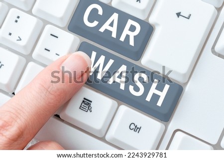 Conceptual display Car Wash. Business overview a building containing equipment for washing cars or other vehicles