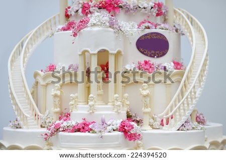 Detail of delicious wedding cake 