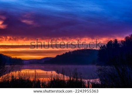 Winter dawn on Big Ditch Lake just outside of Cowen in Webster County, West Virginia, USA