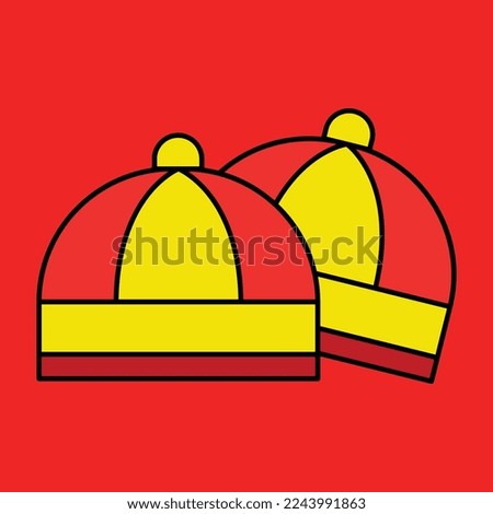 Free two Hat Red and Yellow Chinese Cartoon 
