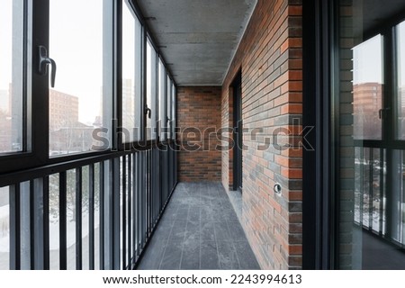 interior decoration of the interior of the balcony of a residential apartment. view from the balcony.