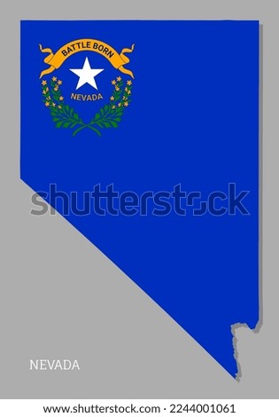 Map of Nevada USA federal state with flag inside. Highly detailed map of Nevada American state with territory borders in blue federal flag color vector illustration