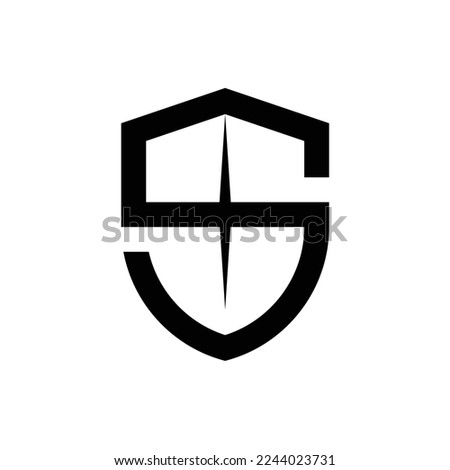 Shield letter S Security safety service logo simple outline