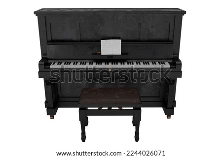 3d rendering realistic dusty old classical piano