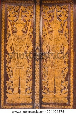 Ancient wood carvings in Thailand