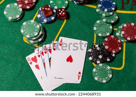 poker game concept on green table