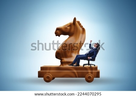 Businessman and trojan horse in trap concept