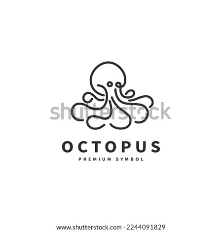simple minimalis octopus tentacles vector illustration with line art style modern logo design