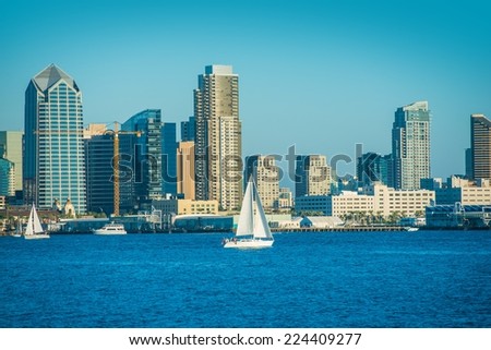 San Diego Bay and the City Skyline. San Diego, California, United States.