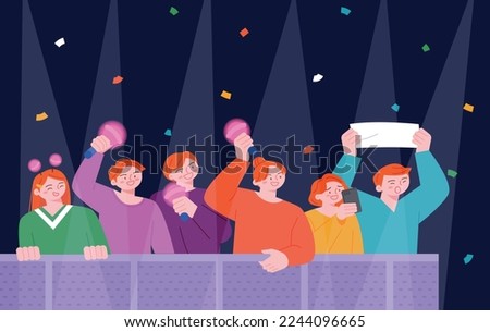 kpop idol fans. Fans are enjoying the concert with placards and light sticks. Royalty-Free Stock Photo #2244096665