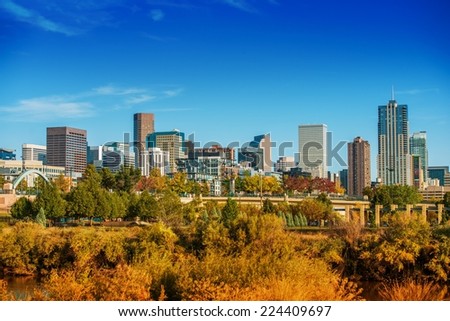 Summer in Denver Colorado. Denver Summer Skyline Panorama. United States.