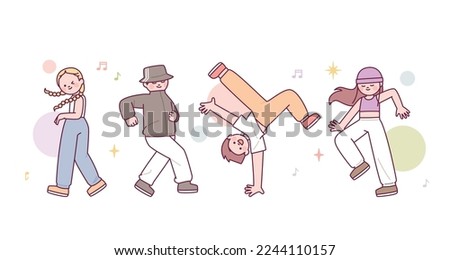 Stylish and cool dancers. Hip-hop and breakdancing and b-boying. Royalty-Free Stock Photo #2244110157