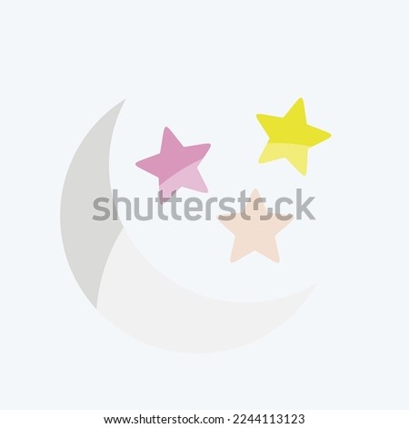 Icon Moon and Stars. related to Stars symbol. flat style. simple design editable. simple illustration. simple vector icons