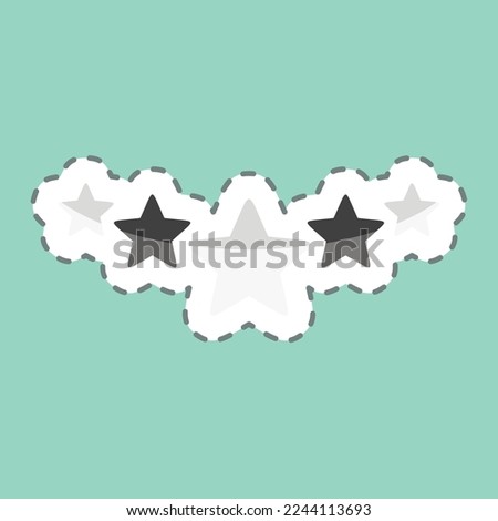 Sticker line cut Five Stars Rating. related to Stars symbol. simple design editable. simple illustration. simple vector icons