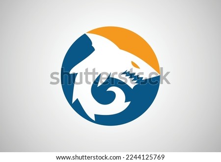 Stylised  fish Shark logo design, Vector illustration
