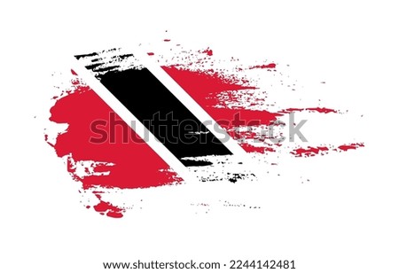 Grunge brush stroke flag of Trinidad and Tobago with painted brush splatter effect on solid background
