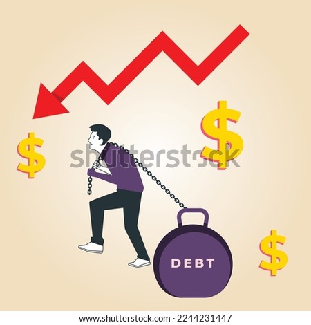 The creative concept idea of business fund management trap or finance problem  heavy debt. Suitable to place on content about financial educationConcept Showing a person trap in a credit card debt
