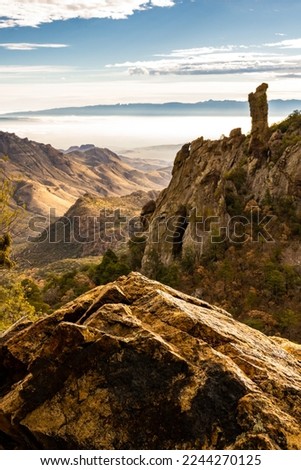 Fog Hanging Low Outside Boot Canyon in Big Bend National Park Royalty-Free Stock Photo #2244270125