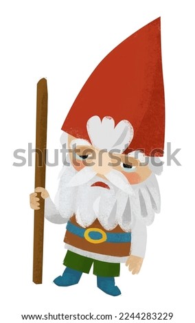 cartoon scene with colorful dwarf on white background illustration for children