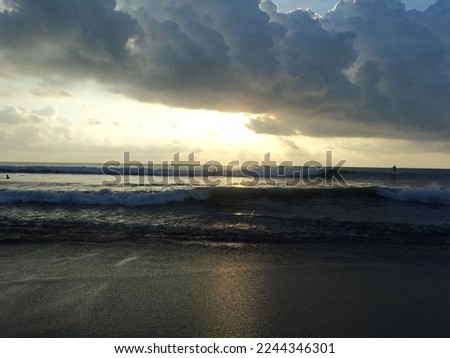 The view of sunset in Kuta Beach
