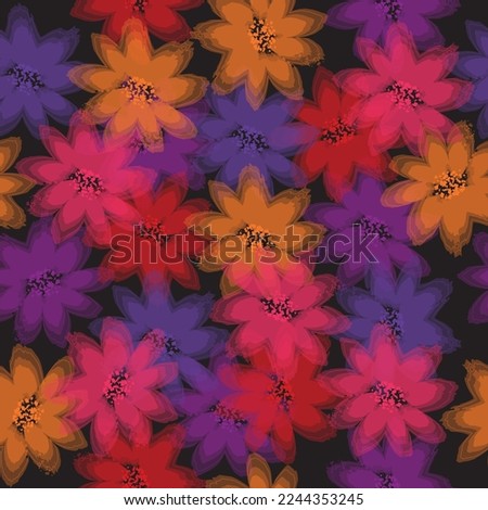 watercolor floral seamless pattern background in vector. Bright colors, painting on a light background. 