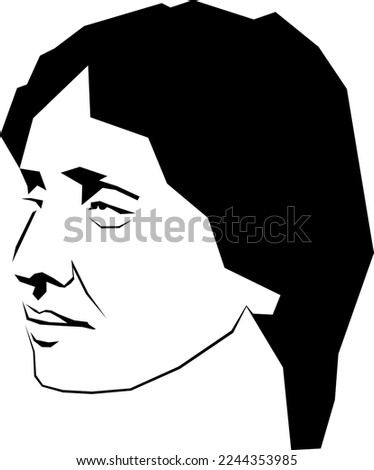 Helen Keller, American Author and Activist, 1880 - 1968, Stylized Black and White Vector Illustration