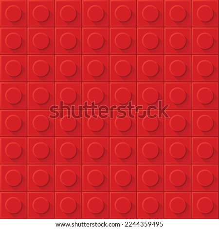 Vector seamless red square plastic building blocks pattern.