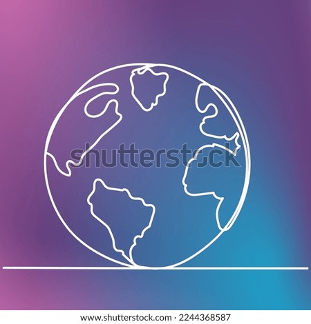 earth sketch continuous line drawing, vector