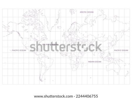 World map. Hand drawn simple stylized continents minimal line thin shape outline silhouette. Isolated vector illustration