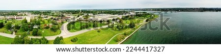 An aerial panorama of the waterfront at Fort Erie, Ontario, Canada