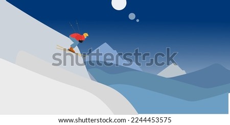 Alpine skiing background, the skier is moving down the mountain