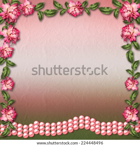 Beautiful painted rose on abstract background for congratulations or invitation
