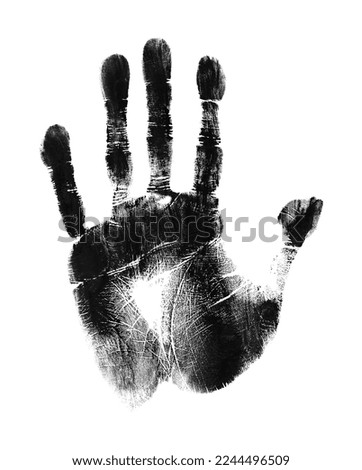 Palm or hand print isolated on white. Palm print.
