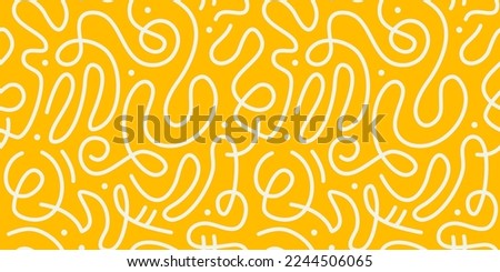 Fun line doodle seamless pattern. Creative abstract squiggle style drawing background for children or trendy design with basic shapes. Simple childish scribble wallpaper print. Royalty-Free Stock Photo #2244506065