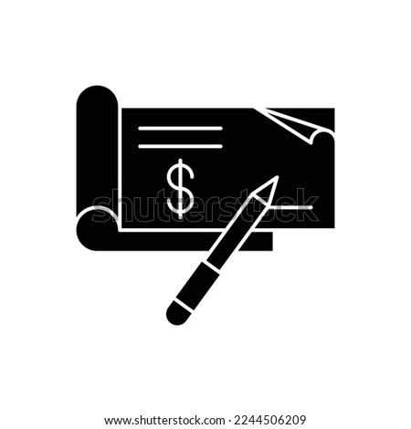 Bank Check Icon. Checkbook and pen icon. Bank cheque book vector. isolated on white background