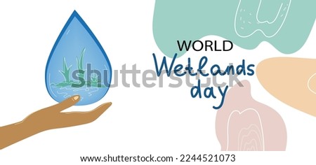 world wetlands day, vector doodle banner illustration