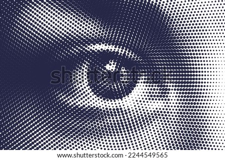Vector human eye illustration made by halftone patter. Royalty-Free Stock Photo #2244549565