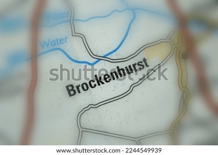 Brockenhurst Village, Hampshire, United Kingdom atlas map town name - tilt-shift