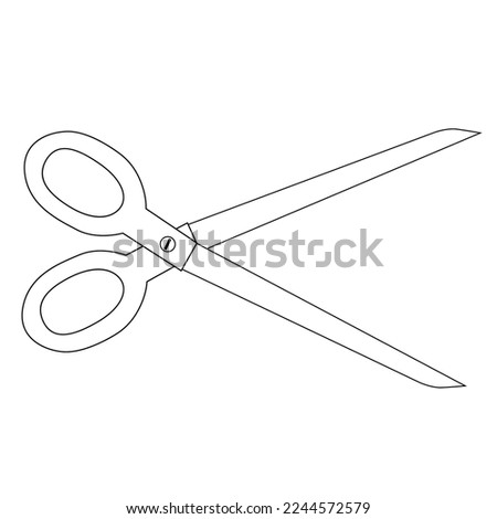 scissors line vector illustration,isolated on white background,top view