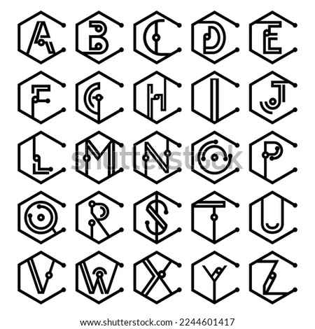 Vector of stylized abstract alphabet and font 