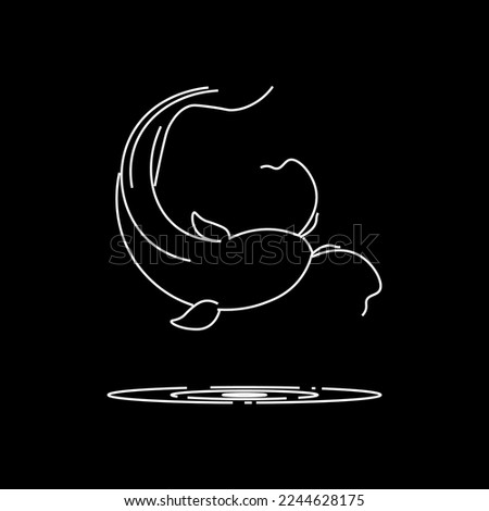 catfish jumping from the water, vector logo icon
