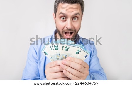 man with cash money banknotes, selective focus. photo of man with cash money.