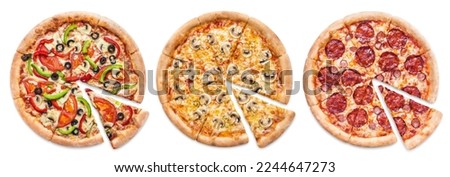 Collection of pizza, isolated on white background Royalty-Free Stock Photo #2244647273