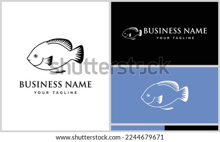 line art fish logo template