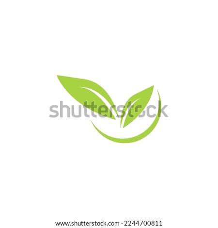 Green leaf logo design on white background Free Vector