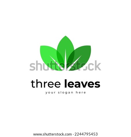 Simple geometric three leaf icon logo. green silhouette leaf eco logo vector design template illustration. Logo for eco company,agriculture,nature company,ecology,healthy organic and farm fresh food