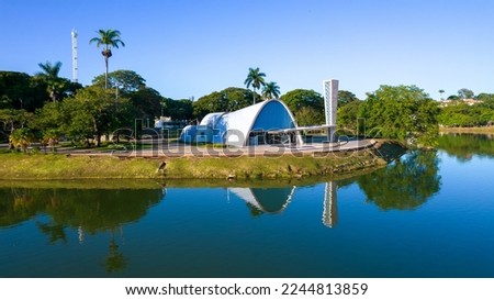 Lagoa da Pampulha, in Belo Horizonte, overlooking the Church of São Francisco de Assis and Guanabara Park. Minas Gerais Brazil. Aerial view. Royalty-Free Stock Photo #2244813859