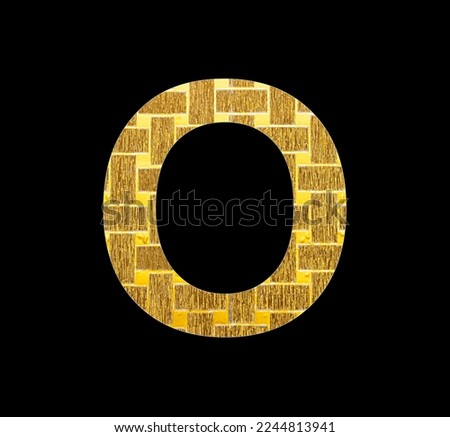 Alphabet letter O - Textured shiny gold foil